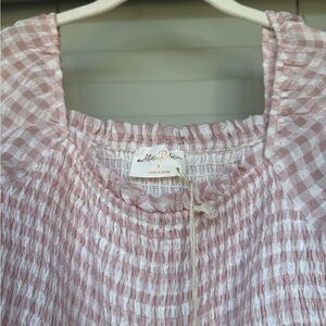 NWT Allie Rose Pink Gingham Women's Blouse